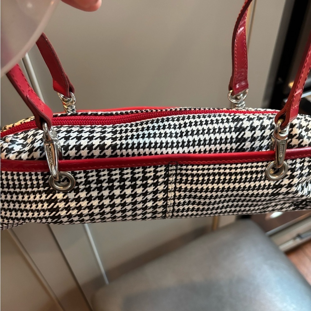 Ralph Lauren Black White Houndstooth Barrel Baguette Shoulder Bag  VINTAGE - Picture 4 of 10